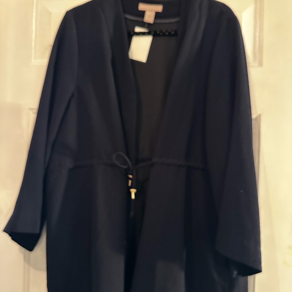 Navy Open Front jacket with tie H&M US20 new with tags - Picture 1 of 6